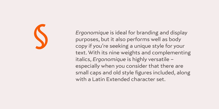Przykład czcionki Ergonomique Extra Light Italic