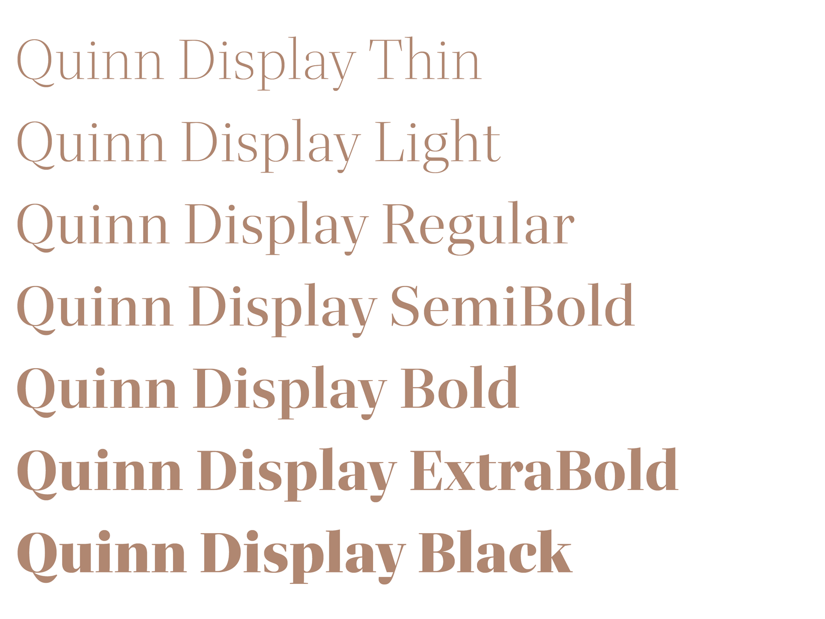 Przykład czcionki Quinn Display Regular Italic