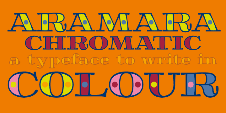 Przykład czcionki Aramara Chromatic Dot Fill