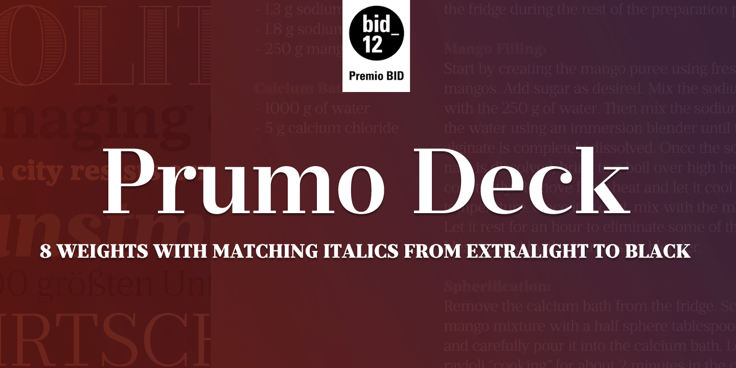 Przykład czcionki Prumo Deck Bold Italic