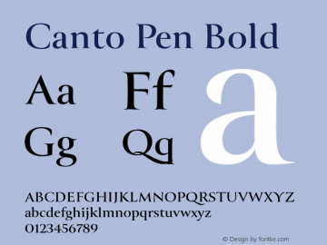 Przykład czcionki Canto Pen Light Italic