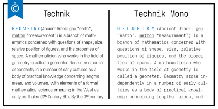 Przykład czcionki Technik Mono 200