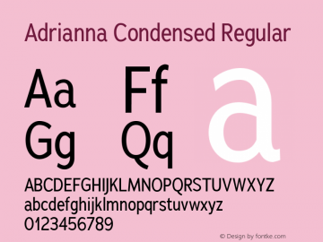 Przykład czcionki Adrianna Condensed Thin Italic