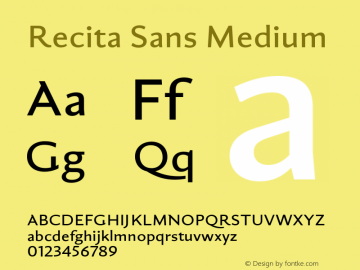 Przykład czcionki Recita Sans MediumItalic
