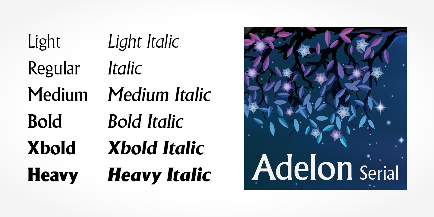 Przykład czcionki Adelon Serial Light Italic