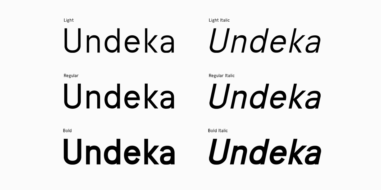 Przykład czcionki Undeka Bold Italic