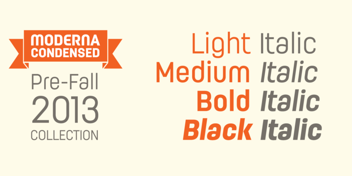 Przykład czcionki Moderna Condensed Light Condensed