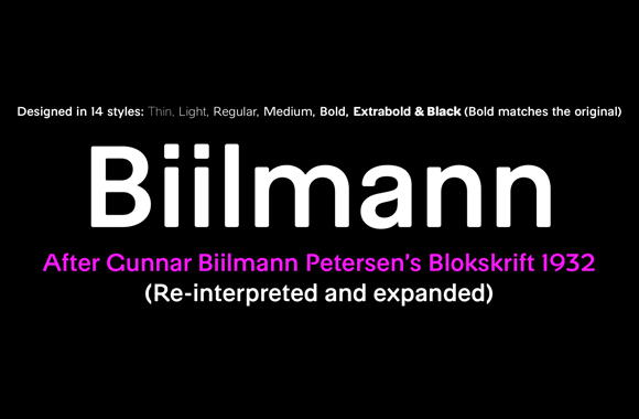 Przykład czcionki Biilmann Thin