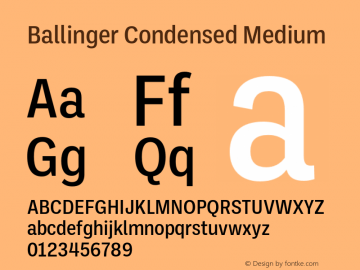 Przykład czcionki Ballinger Condensed Medium