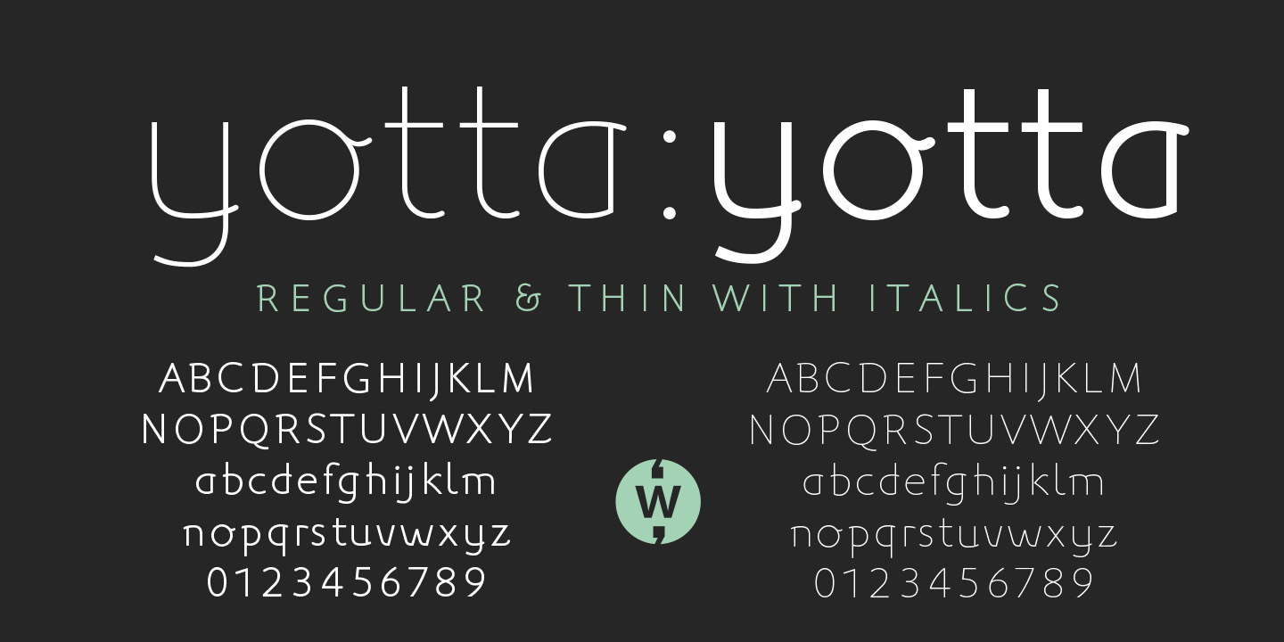 Przykład czcionki Yotta Thin