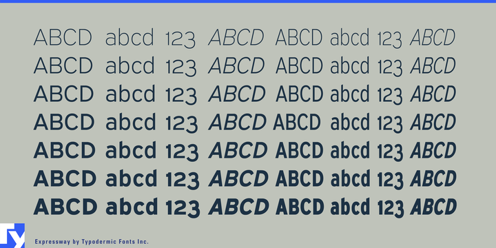 Przykład czcionki Expressway CdBk Italic