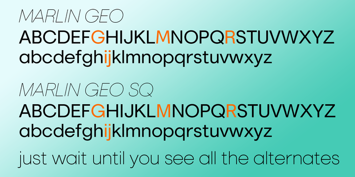 Przykład czcionki Marlin Geo SQ Italic