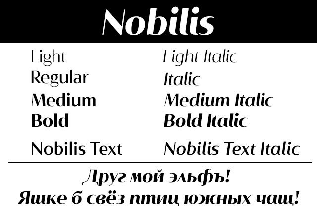 Przykład czcionki Nobilis Bold Italic