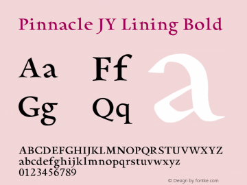 Przykład czcionki Pinnacle JY Bold Italic