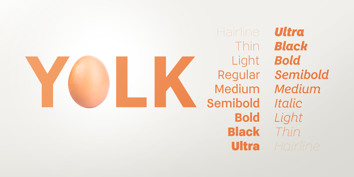 Przykład czcionki Yolk Light Italic