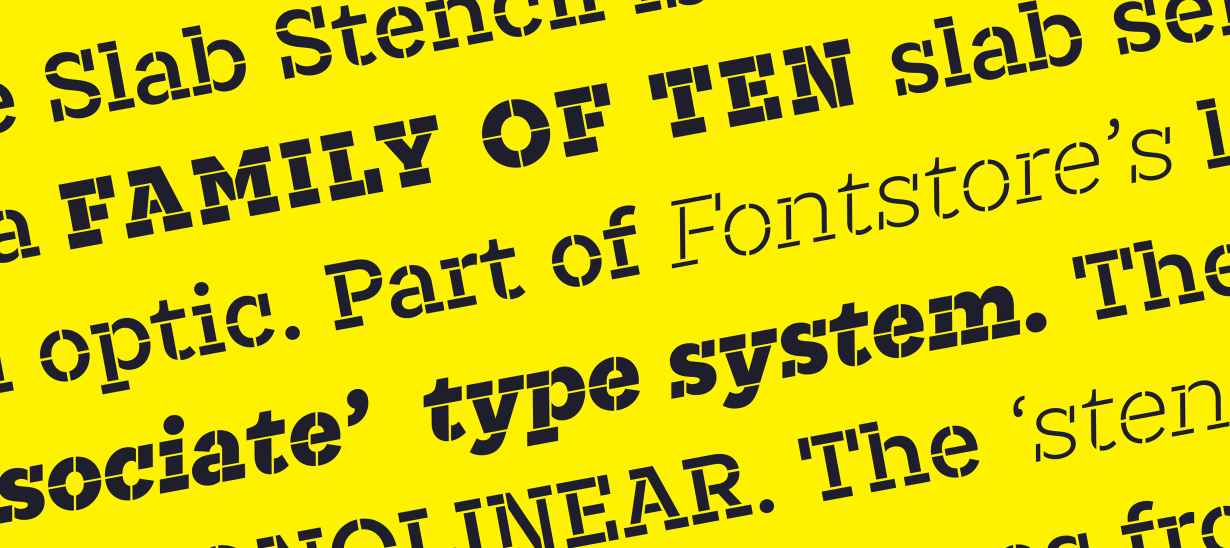 Przykład czcionki Associate Slab Stencil Italic