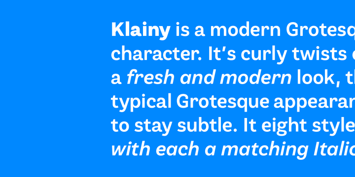 Przykład czcionki Klainy Thin Italic