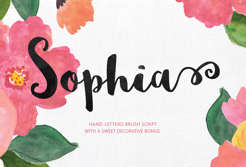Przykład czcionki Sophia script