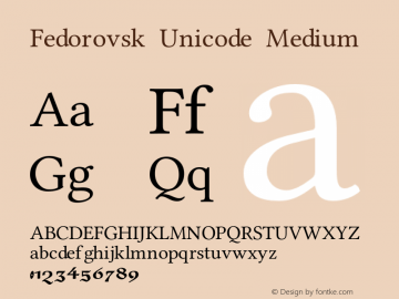 Przykład czcionki Fedorovsk Unicode