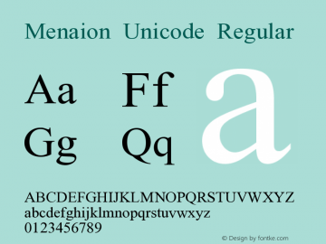 Przykład czcionki Menaion Unicode