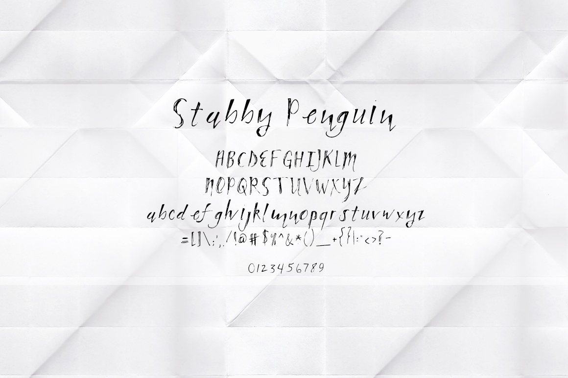 Przykład czcionki Stabby Penguin White