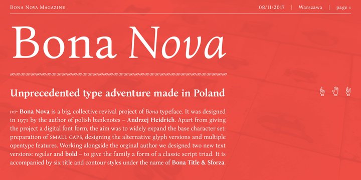 Przykład czcionki Bona Nova Italic