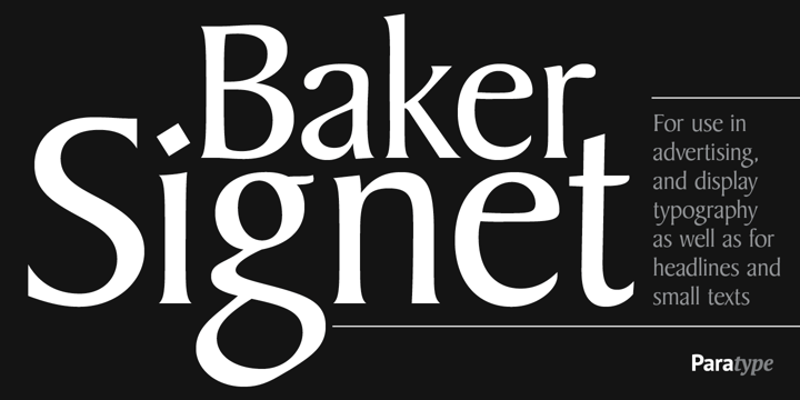 Przykład czcionki Baker Signet