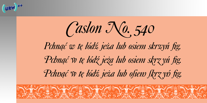 Przykład czcionki Caslon 540 Italic
