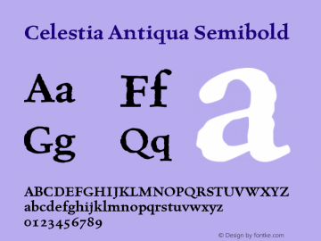 Przykład czcionki Celestia Antiqua Semibold