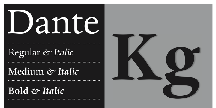 Przykład czcionki Dante Italic