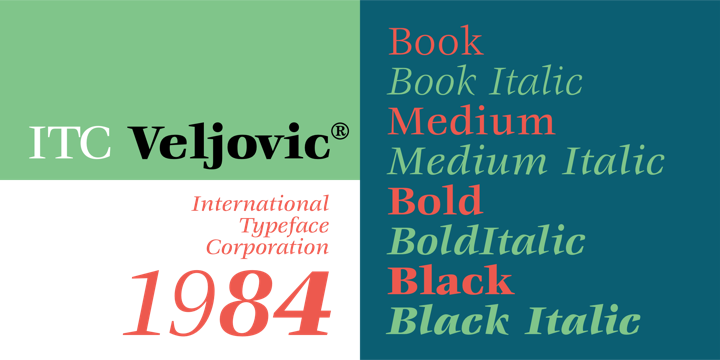 Przykład czcionki ITC Veljovic Book Italic