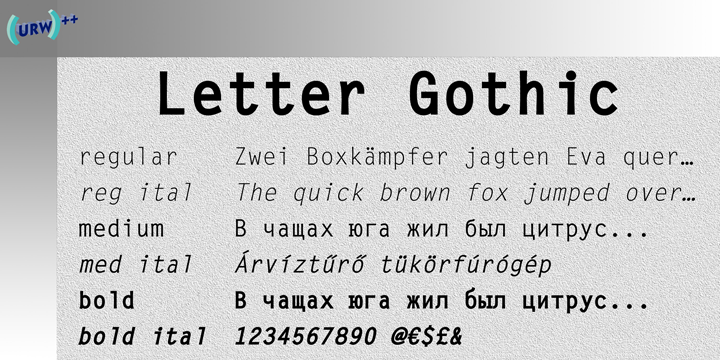 Przykład czcionki Letter Gothic Slanted