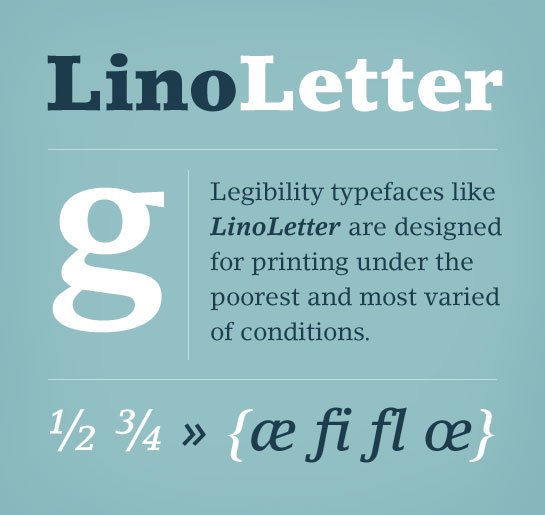 Przykład czcionki Lino Letter Medium