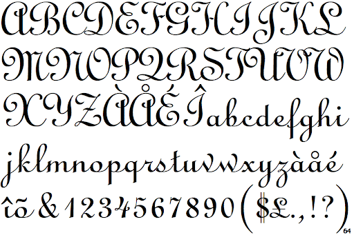 Przykład czcionki LinoScript Regular