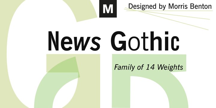 Przykład czcionki News Gothic Oblique