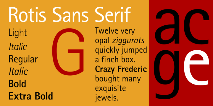 Przykład czcionki Rotis Sans Serif