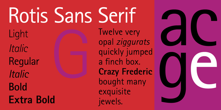 Przykład czcionki Rotis Sans Serif Light Italic