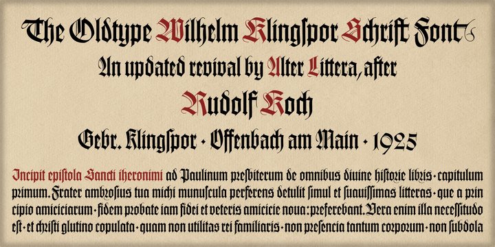 Przykład czcionki Wilhelm Klingspor Gotisch Regular