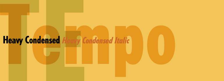 Przykład czcionki Tempo Heavy Condensed Italic