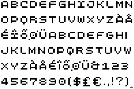 Przykład czcionki Lomo Web Pixel Pixel 9