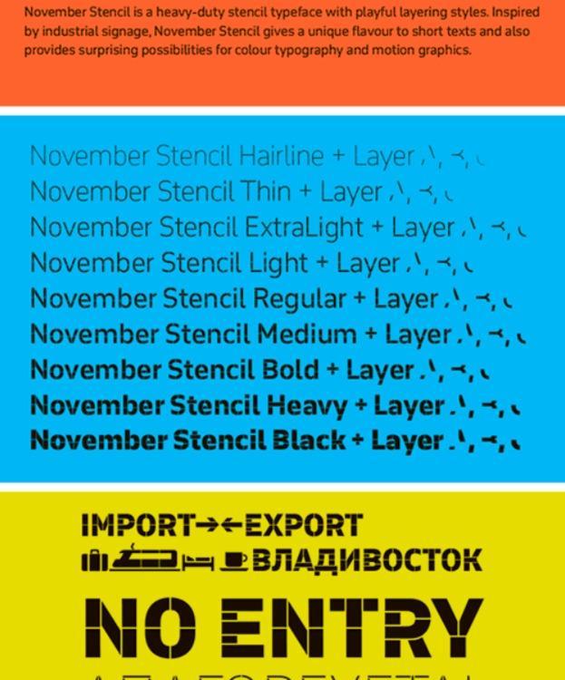 Przykład czcionki November Slab Condensed Black