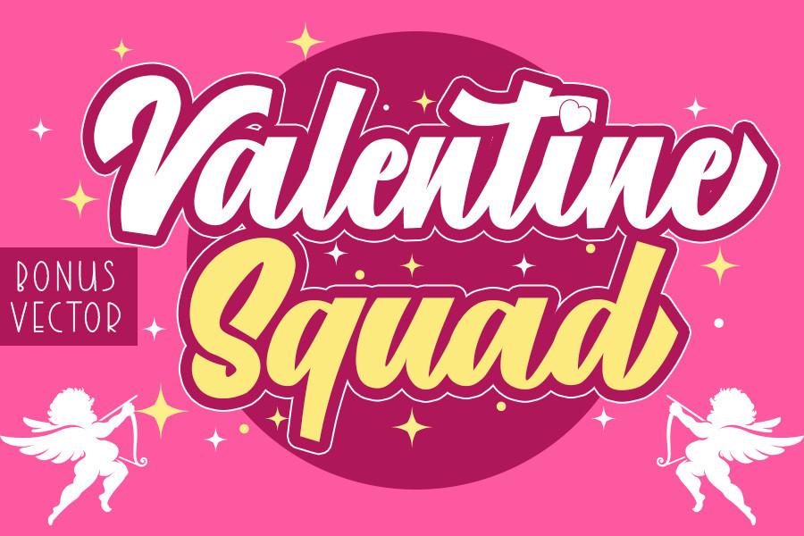 Przykład czcionki Valentine Squad