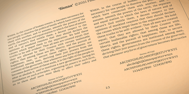 Przykład czcionki Sienna Light Italic