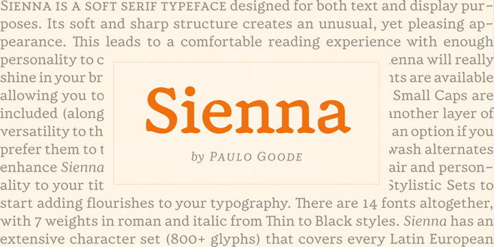 Przykład czcionki Sienna Black Italic