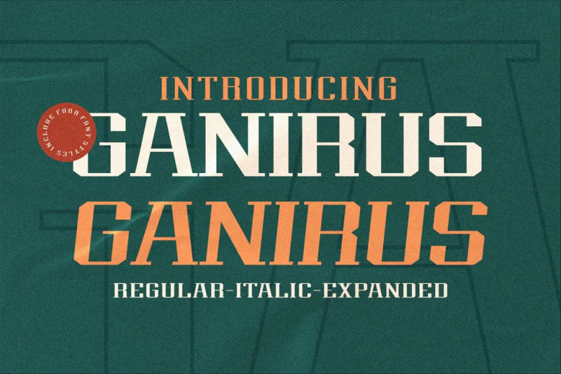 Przykład czcionki Ganirus Expanded Italic