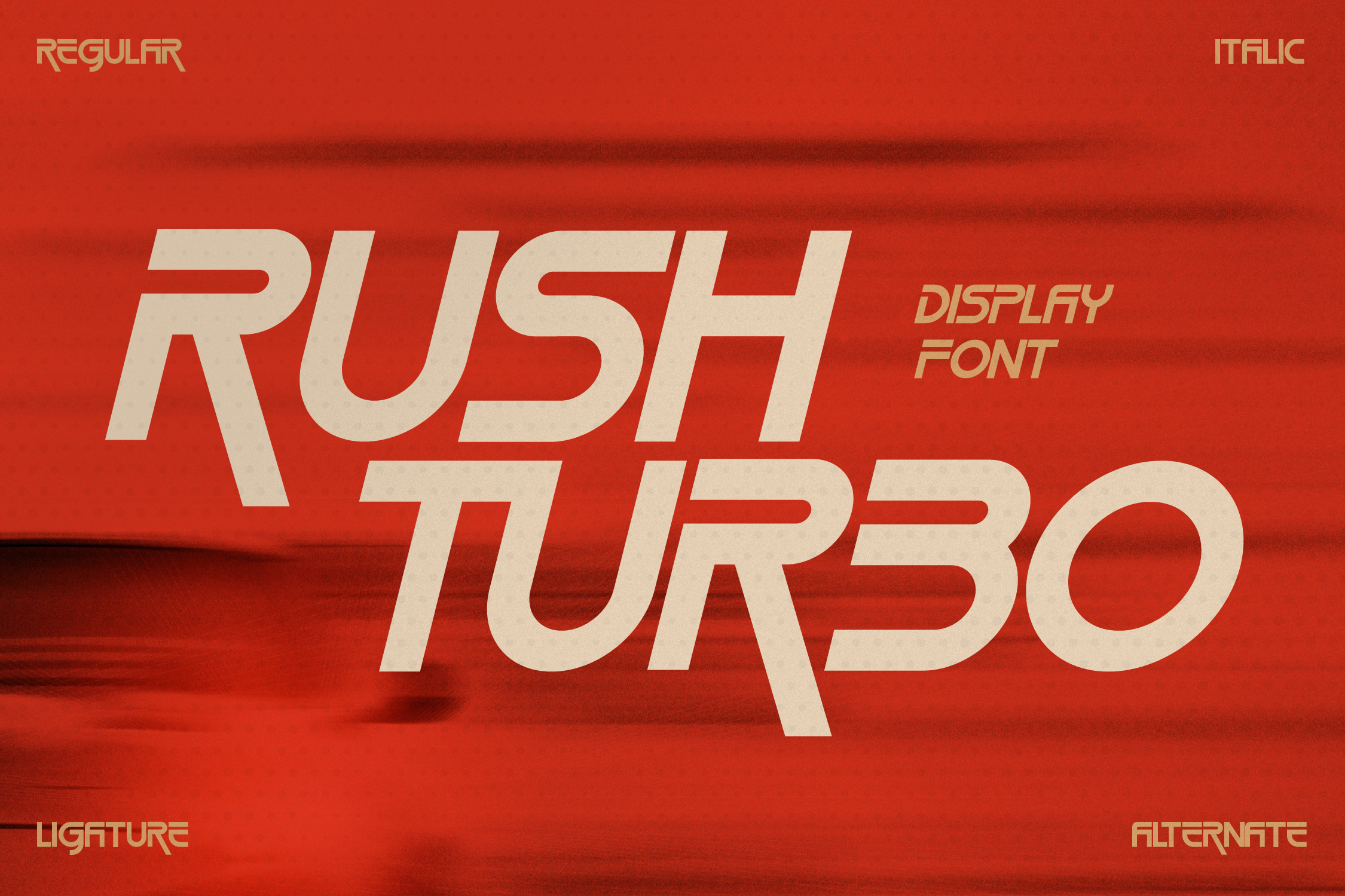 Przykład czcionki Rush Turbo Italic
