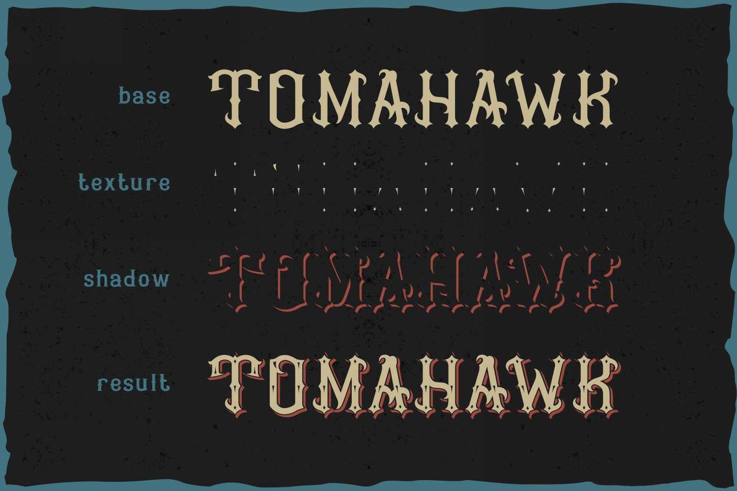 Przykład czcionki Tomahawk shadow
