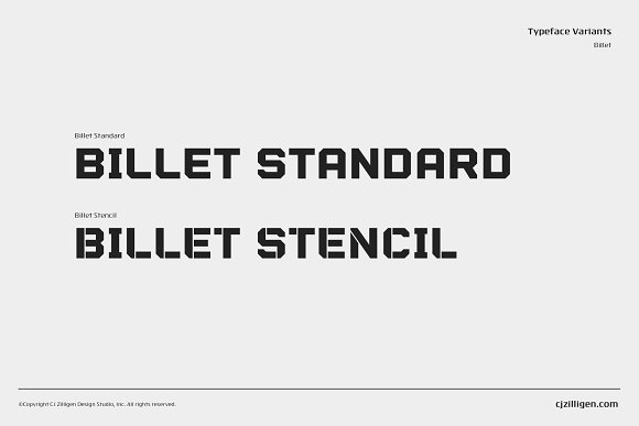 Przykład czcionki Billet Standard (The SIAC)