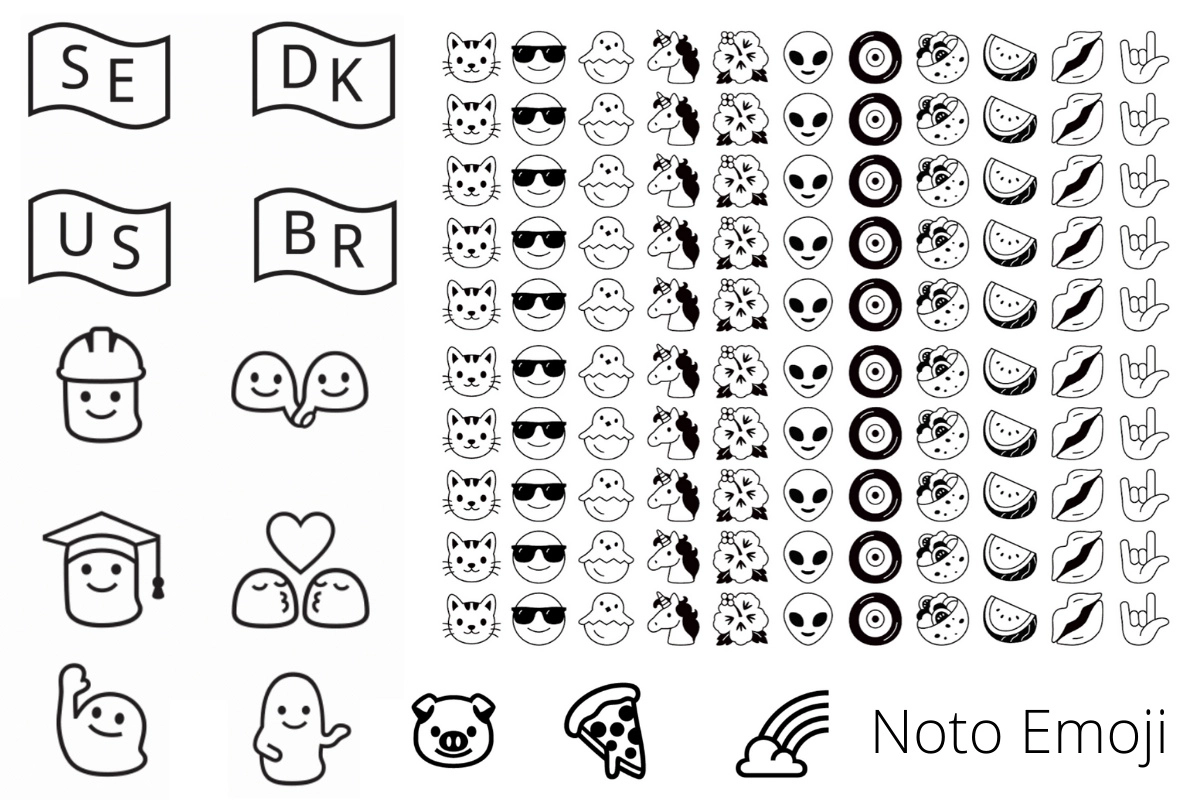 Przykład czcionki Noto Emoji