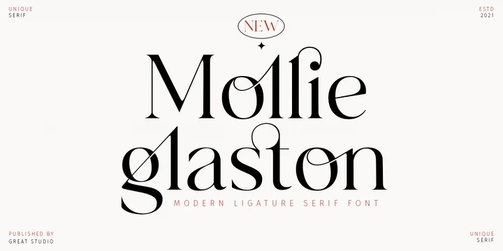 Przykład czcionki Mollie Glaston